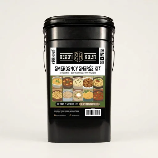 Ready Hour 120 Serving Entree Bucket-Freeze Dried Emergency Food Supply-Survival Meals with Long Shelf Life-Prepper Essentials for Disaster, Camping, Hiking, or Outdoor Use