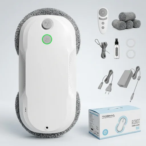 Tosima W5 Window Cleaning Robot, 6400Pa Max Adaptive Suction, Auto-Spray Smart Window Cleaner with Triple Safety System, Intelligent Navigation, Remote Control, for All Smooth Surfaces, White