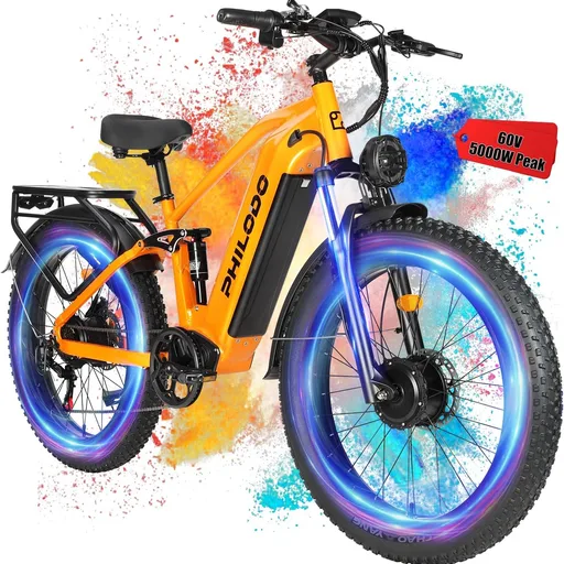 Falcon 5000W Peak Dual Motor Electric Bike for Adults – 60V 32Ah Battery, 45 Top Speed, Full Suspension, 26"/24"x4" Fat Tire All-Terrain E-Bike for Snow, Sand, and Mountain Trails