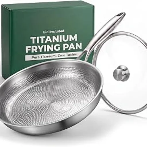 Titanium Frying Pan with Lid, 12" Non-Stick & Scratch-Resistant Skillet