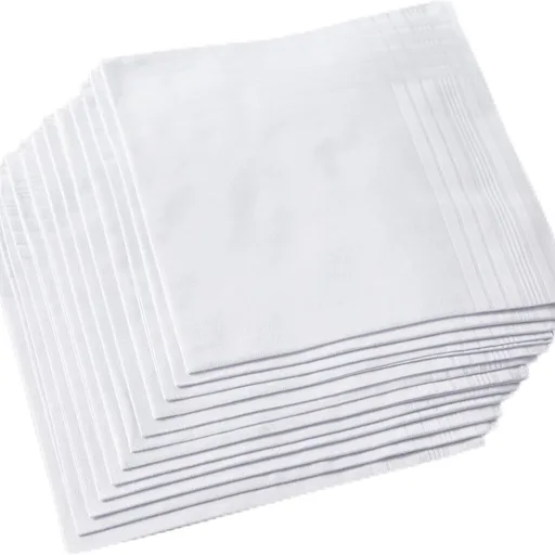 Men's Pure White 100% Cotton Handkerchief Pack of 12