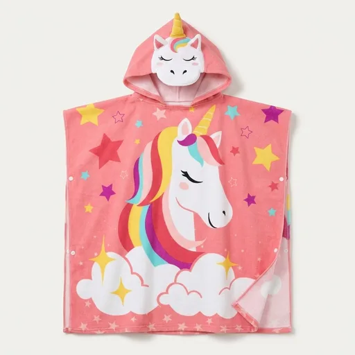 Kids Beach Towels with Hood for 3-10 Years Boys Girls Unicorn Hooded Toddler Bath Towel Poncho Absorbent Quick Dry Soft Microfiber Swim Robe with Backpack Lightweight 30"x30" for Beach Pool