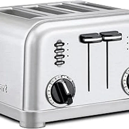 CuisinartToaster, Extra-Wide Slots, Stainless Steel, 4-Slice | Bagel, pastry & bread toaster with defrost/reheat functions, 6-setting browning dials & a slide-o