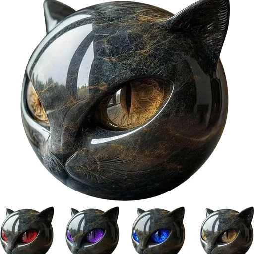 Black Cat Stone Sculpture Figurine
