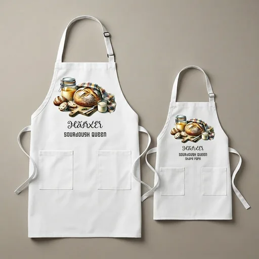 Personalized Sourdough Baking Kitchen Apron Set, Matching Mommy & Me Set, Adjustable, 2 pockets, Mother's Gift