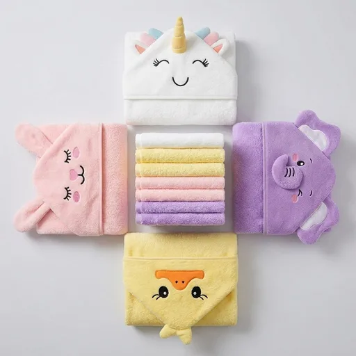 12 PCS Baby Bath Towels Set, Baby Newborn Bath Essentials Gifts