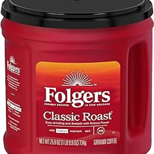 Folgers Classic Roast Ground Coffee, Medium Roast, 25.9 Oz. Canister