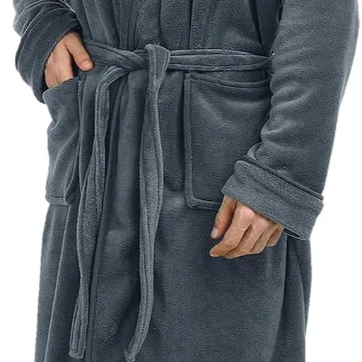 Luxury Ultra Soft Mens Robe Plush Fleece Long Bathrobe