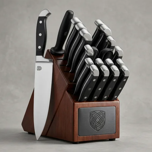 HENCKELS Statement Razor-Sharp 20-Piece Knife Set, Chef, Bread, German Engineered Knife Informed by over 100 Years of Mastery, Brown Block