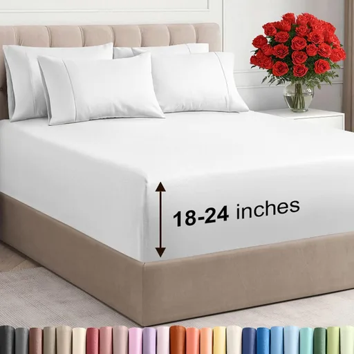 CGK Extra Deep King Sheet Set - 6pc Cooling Sheets - White