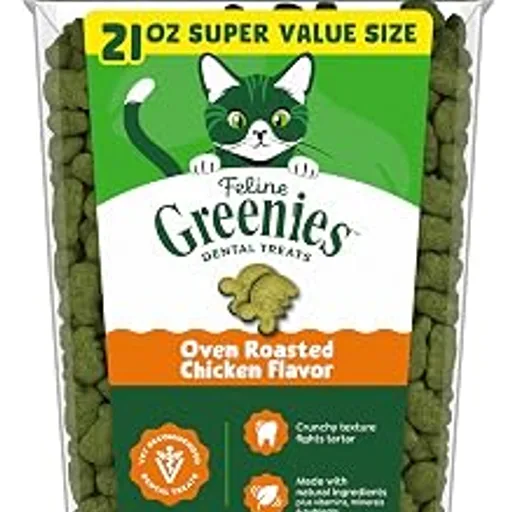 GreeniesFeline Natural Dental Cat Treats, Roasted Chicken Flavor, 21 oz
