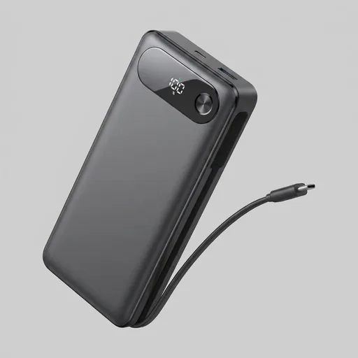 Anker Power Bank, 20,000mAh Travel Essential Portable Charger with Built-in USB-C Cable, 3-Port 87W Max Fast Charging Battery Pack, for MacBook, iPhone 16/15 Series, Samsung, Switch, and More