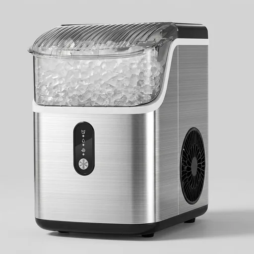 Antarctic Star Nugget Ice Makers Countertop, Pebble Ice Machine with Chewable Pellet Ice, 34Lbs/24H, Self-Cleaning, Sonic Ice, One-Click Operation, for Kitchen,Office Stainless Steel Silver