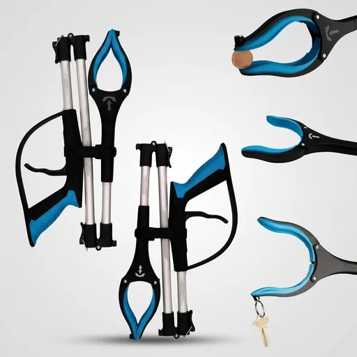 LIFE WORKS Reacher Grabber Tool, 360° Rotating Head, 4.5” Jaw Opening, Ergonomic Handle, Folds for Storage, Aids in Reaching Items High or Low, Surgery Recovery, Hip Replacement (2 Pack)8