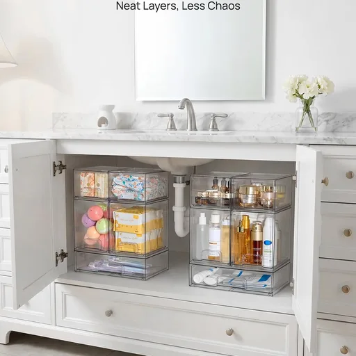 Vtopmart Clear Stackable Storage Drawers Set of 5