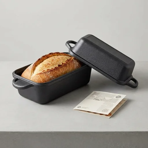 Cast Iron Loaf Pan with Lid 9×5 Inch, Bread Baking Pans, Even Heat Distribution for Sourdough, Pre-Seasoned Dutch Oven Loaf Pan for Homemade Bread