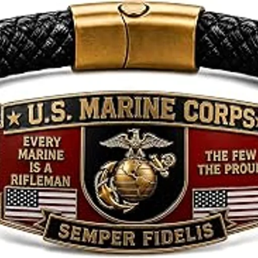 US Marine Corps Semper Fi Bracelet, Patriotic Veteran Bracelet (#A)