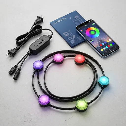 ASAHOM AI Permanent Outdoor Lights S107B, 100FT with 72 RGBCW LED Lights, 30,000 Lighting Effect, Controller with Dual Output, Extend to 800FT, Cuttable for House Outdoor Decor Daily Lighting, Black