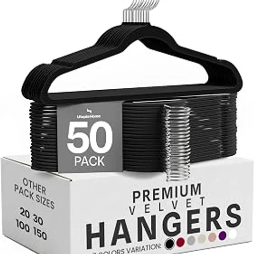 Utopia Home Velvet Hangers, Black, 50 Pack