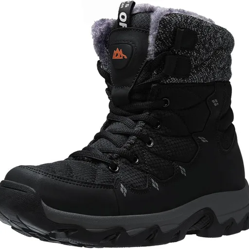 Mens Winter Snow Boots Water Resistant Non Slip Faux Fur Lined