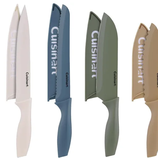 Cuisinart Advantage 12-Piece Kitchen Knife Set, Professional-Quality Nonstick Coated Stainless Steel Knives with Covers, Nonstick Color Coating for Easy Slicing, Ergonomic Handles, G1022-12M