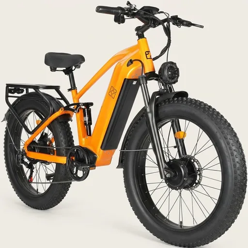 Falcon 5000W Peak Dual Motor Electric Bike for Adults – 60V 32Ah Battery, 45 Top Speed, Full Suspension, 26"/24"x4" Fat Tire All-Terrain E-Bike for Snow, Sand, and Mountain Trails