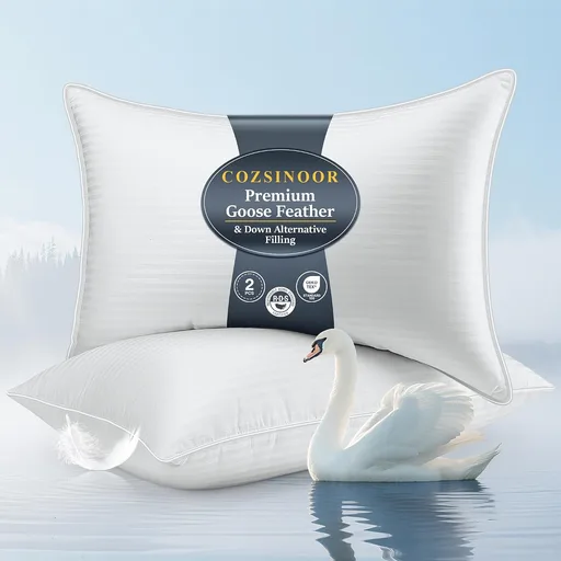 COZSINOOR Goose Down Feather Pillows Queen Size Set of 2