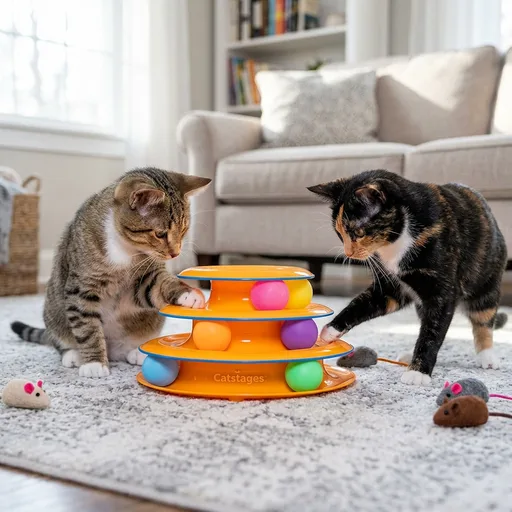 Catstages Tower of Tracks Cat Toy – 3-Level Track Tower with 6 Balls, Interactive Cat Toy for Indoor Enrichment