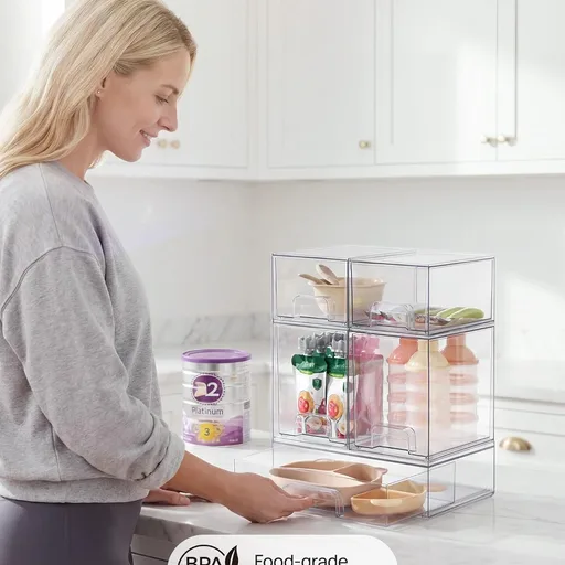 Vtopmart Clear Stackable Storage Drawers Set of 5