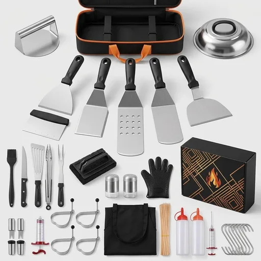 139PCS Griddle Accessories for Blackstone, Perfect Flat Top Grill Accessories for Camp Chef, Griddle Spatula Set with Metal Spatula, Enlarged Spatulas, Basting Cover for Outdoor Barbecue