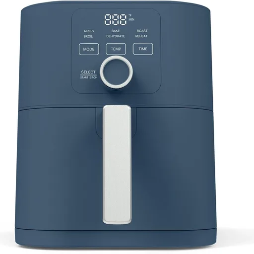 Martha Stewart 6QT Air Fryer, 6-in-1, Bake, Broil, Roast, Air Fry, Dehydrate, Reheat, Ceramic Non-Stick Basket, Crispy Results Fast, 400°F Max Temp, Shake Reminder, Indigo Blue
