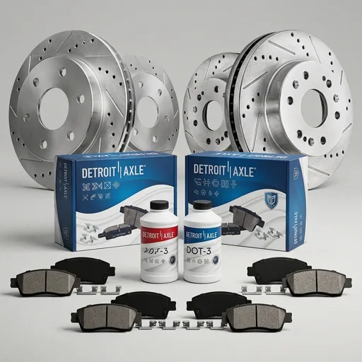 Detroit Axle - Brake Kit for Chevy GMC Silverado Sierra 1500 Tahoe Yukon XL | Suburban Escalade ESV Drilled Disc Rotors Ceramic Brake Pads Replacement 12.99" Front & 13.58" Rear Rotor